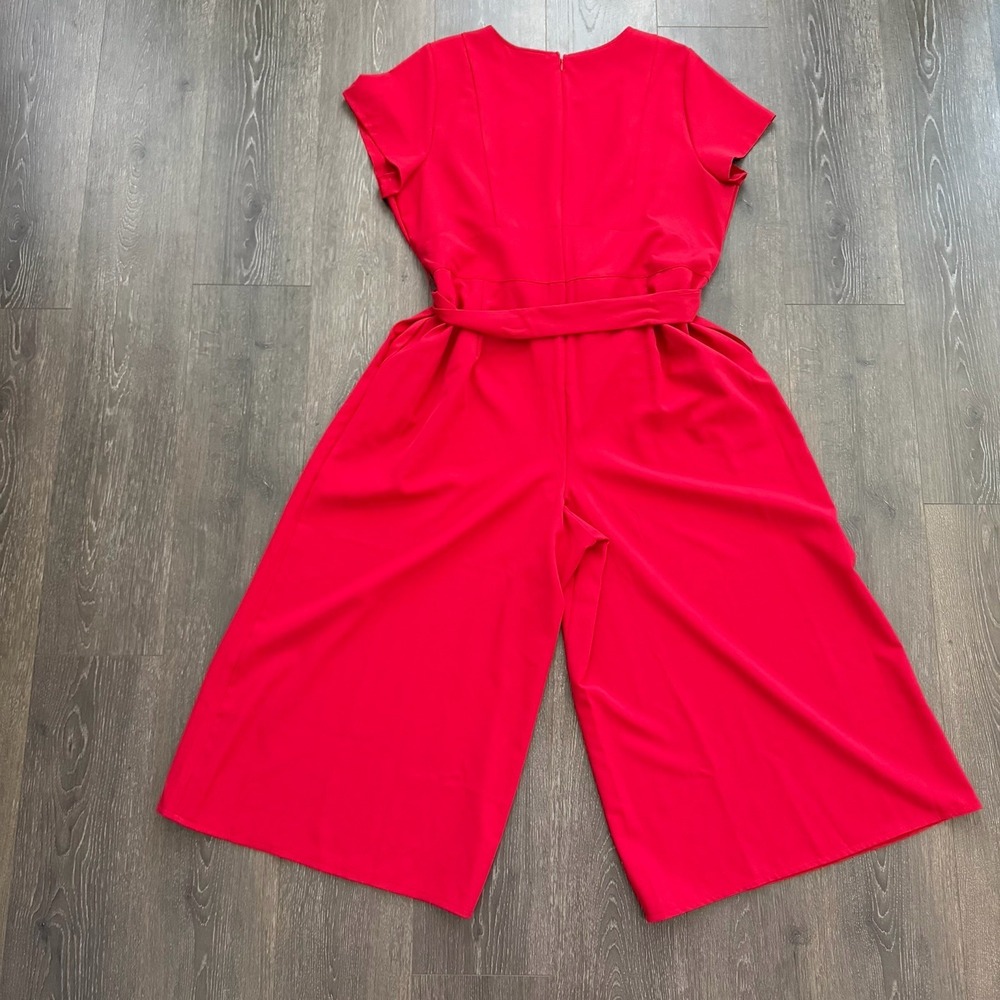 Lane Bryant NWT Red Wide Leg Belted Jumpsuit Sz 22  Evening Office Wedding Party - Picture 2 of 10